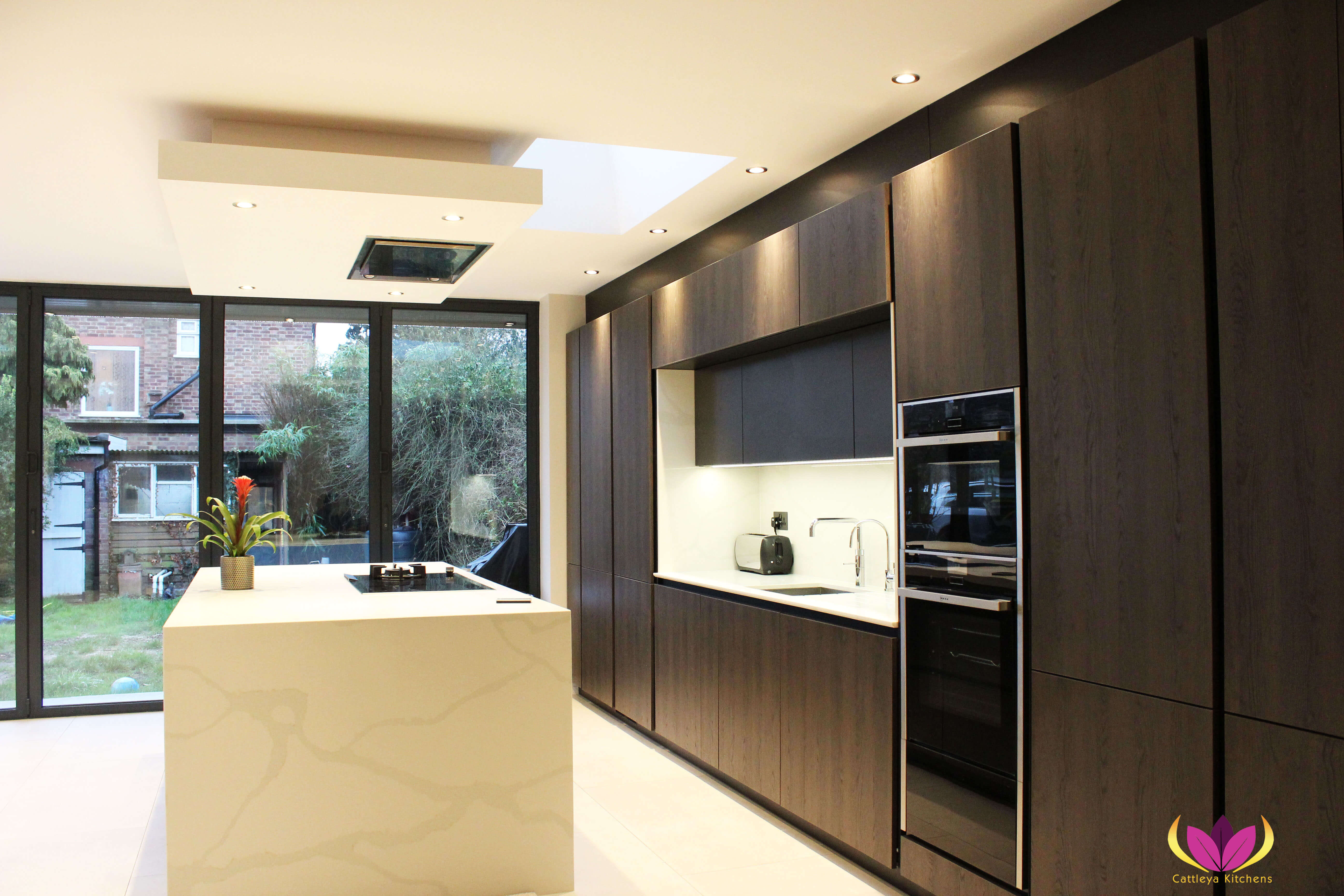 Wood Effect & White Marble Twickenham Finished Kitchen Project