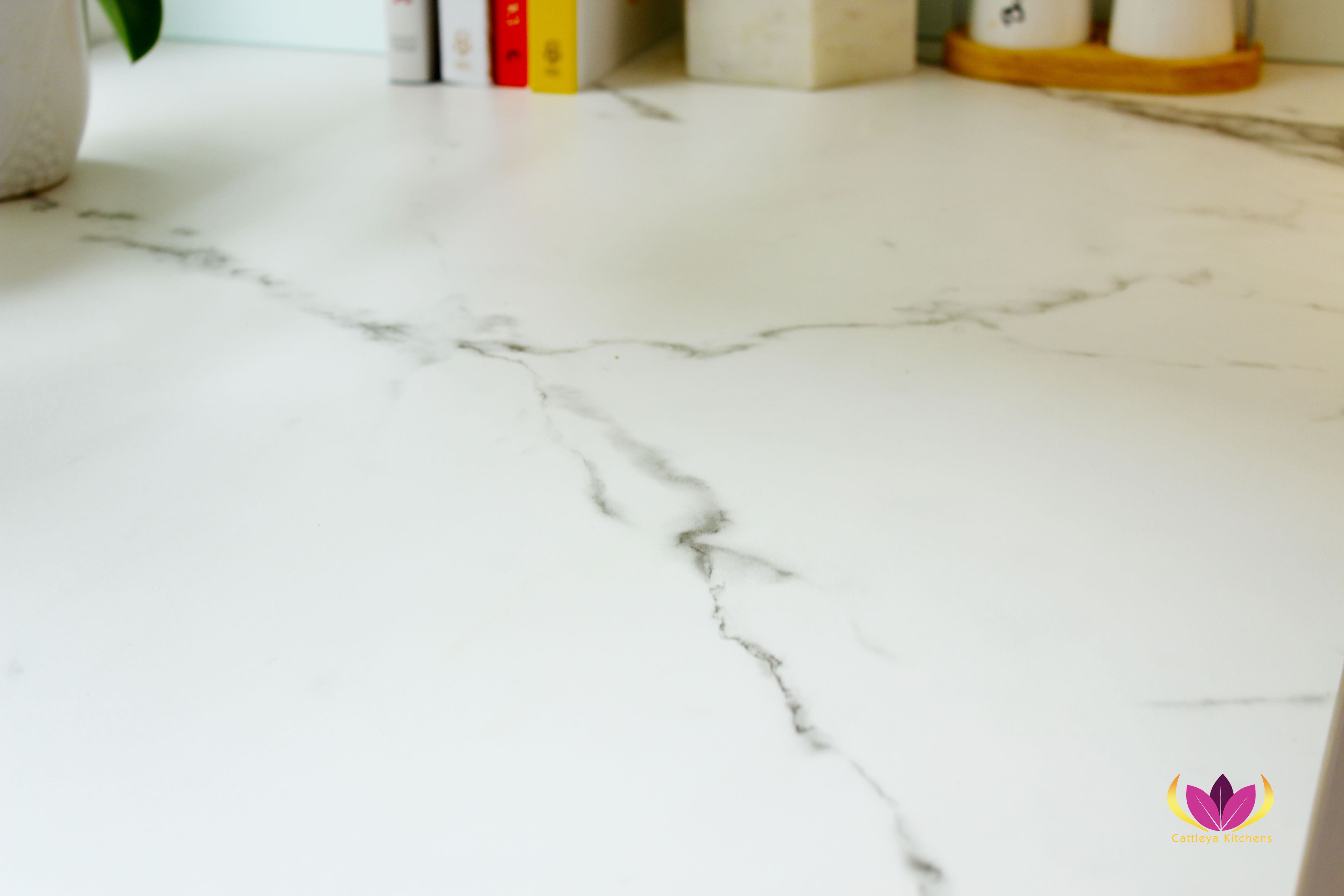 White marble worktop - Belsize Park Finished Kitchen Project